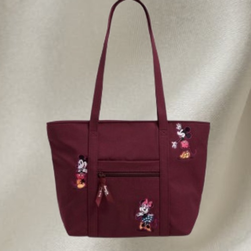 Disney Burgundy Tote with Mickey and Minnie